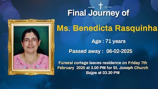 Final Journey of Benedicta Rasquinha (71 years ) St. Joseph Church, Bajpe.