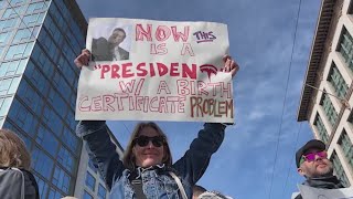 Presidents' Day protests against Trump, Musk erupt in San Francisco