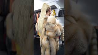 Amber Rose golden fox fur coat