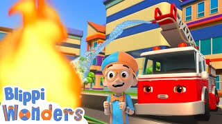 Blippi Explores A Firetruck | Blippi Wonders Magic Stories and Adventures for Kids | Moonbug Kids