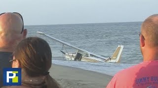 El aterrizaje forzoso de una avioneta en una playa repleta de bañistas