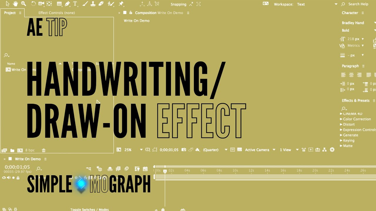 After Effects Tutorial - How To Create Handwriting Animation - YouTube