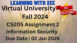 CS205 Information Security Assignment 2 Fall 2024 Virtual University of Pakistan