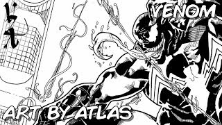 Art by Atlas drawing Spider Man and Venom