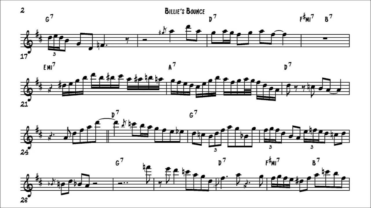 Charlie Parker Billie S Bounce Solo Transcription Chords Chordify