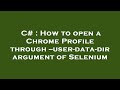 C# : How to open a Chrome Profile through --user-data-dir argument of Selenium