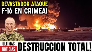 Putin humillado! F-16 ucraniano destruye 10 Su-57 rusos en base de Crimea! Alarmas en el Kremlin!