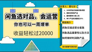 闲鱼学会这些选品方法和运营技巧，3天让你爆单！