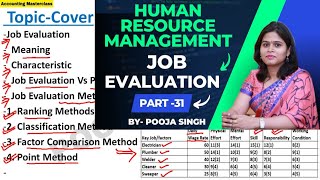 Job Evaluation | Meaning | Methods Of Job Evaluation | HRM | Part-31 | BBA | MBA | B.com | M.Com