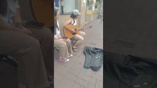 Street music in Wolfenbüttel Burton Asher in a Duett with his sister Jade Asher