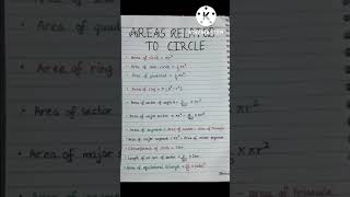 Areas related to Circle Formulas Class 10th 📚