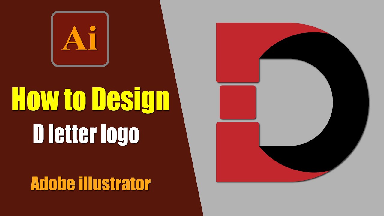 Adobe Illustrator Design D Letter Logo Using Circle And Rectangle