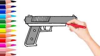 How to Draw a Gun | Pistol | Easy Drawing | Step by Step