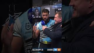 Toby Rudolf kisses Gal after the game! 😂😘#9WWOS #NRL