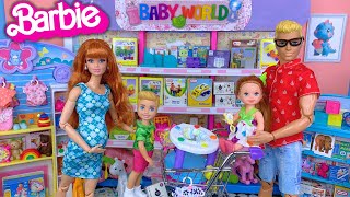 Barbie \u0026 Ken Doll Family Baby Store Shopping Story