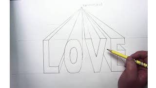 One Point Perspective 3D Word Drawing