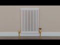 radaitors4u cara white 2 column radiator h600 with flatford traditional radiator valves.