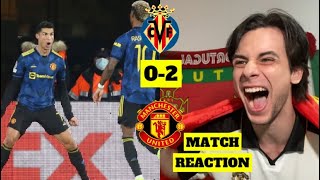 RONALDO POPS UP AGAIN!! VILLAREAL 0-2 MANCHESTER UNITED CHAMPIONS LEAGUE GOAL REACTION HIGHLIGHS