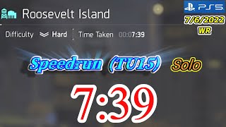 【Division2】7:39 (Roosevelt Island)[Hard Solo] TU15 PS5 WR / ルーズベルト島