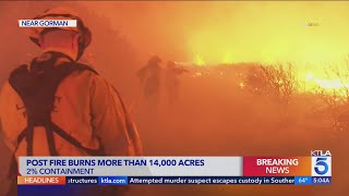 Gusty winds to drive 14,625 acre Post Fire burning in Gorman Monday