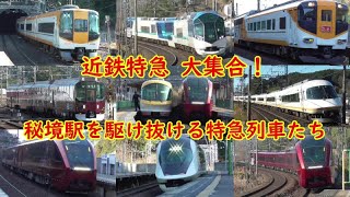 近鉄特急大集合！　近鉄大阪線の秘境駅を駆け抜ける特急列車たち　ひのとり、しまかぜ、新塗装の楽など登場します！