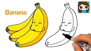 How to Draw a Banana Easy 🍌Cute Fruit Art