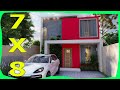 HOUSE PLAN 7x8 meters 2 Floors FACADES OF MODERN HOUSES