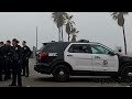 tense confrontation police struggle trying to arrest homeless person on venice beach