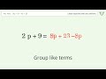 Solve 10p+9=8p+23: Linear Equation Video Solution | Tiger Algebra