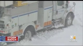 'Crazy Show Down Here': Power Company Trucks Stuck In Scituate During Blizzard