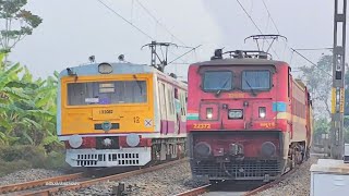 Dangerous Honking Howrah Himgiri+Howrah Jan Shatabdi+Teesta Torsa+Howrah Galloping Local Crossing