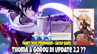 Paket 1000 Primogem + Sayap Baru , Banner Thoma & Gorou di Update 2.2 ??? Raiden Shogun New Trailer