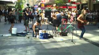 Testing the zoom q3 hd at a street gig in sydney Pitt street.  (bands name is set sail)