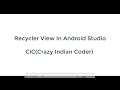 Recycler View in Android Studio using Java