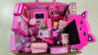 🩷Pink Stationery Collection From the box - pencil case collection, watch eraser, unboxing \u0026 review