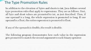 Automatic Type Promotion in Expressions - Java (The Type Promotion Rules)