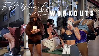 5AM FULL WEEK OF WORKOUTS + WHAT I EAT | my upper & lower body routine to gain strength & confidence