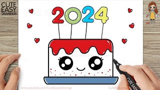 New year Drawing 2024 | new year drawing |Happy New year drawing easy | easy drawing