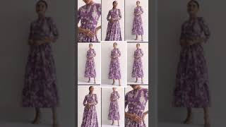 Purple Cotton Printed Kurti Dress With Belt