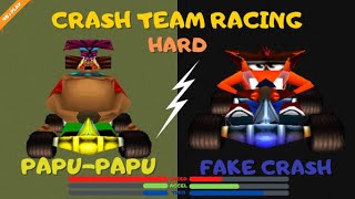 #10 Joystick ERROR (Papu-papu vs Fake Crash) | Crash Team Racing (PS1) - 2 Players Crystal Cup HARD