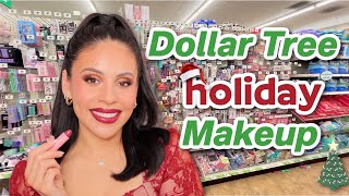 Dollar Tree Holiday Full Face Makeup Look 🤑 $1.25 Makeup Deals 🎁