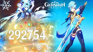 Eula Lv 90 \u0026 Song of Broken Pines Talents 6-6-6 Damage Showcase - Genshin Impact