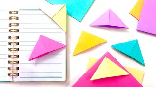 DIY Bookmarks Easy Origami with Sticky Note Paper Crafts idea, Sticky Note Origami Easy Bookmark DIY