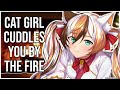 3DIO ASMR | Christmas Cat Cuddles by the Fire 🐈🎁 | Sleep Aid | Extended Fire Crackling & Purring