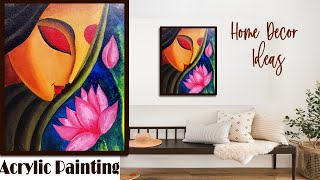 EASY ABSTRACT PAINTING FOR BEGINNERS | BEST HOME DECOR IDEAS | EASY ACRYLIC PAINTING STEP BY STEP