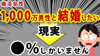 【婚活女子】年収1,000万男性と結婚して「玉の輿」にのりたい←30代独身の割合はたった●％