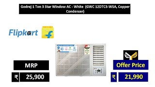 Godrej 1 Ton 3 Star Window AC   White  GWC 12DTC3 WSA, Copper Condenser