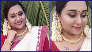 Onam Makeup Look 2020| ഓണത്തിന് മലയാളി മങ്കയായി ഒരുങ്ങാം🥰Easy Onam makeup tutorial|Onam makeup look🥰