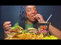 asmr eating sounds mukbang 먹방 sub chips u0026 spicy buldak noodles no talking