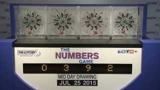 Midday Numbers Game Drawing: Saturday, July 25, 2015
